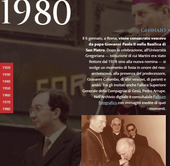 Cronologia: in occasione del 99°compleanno di Martini, pubblicato il decennio ‘Ottanta’ della sua vita